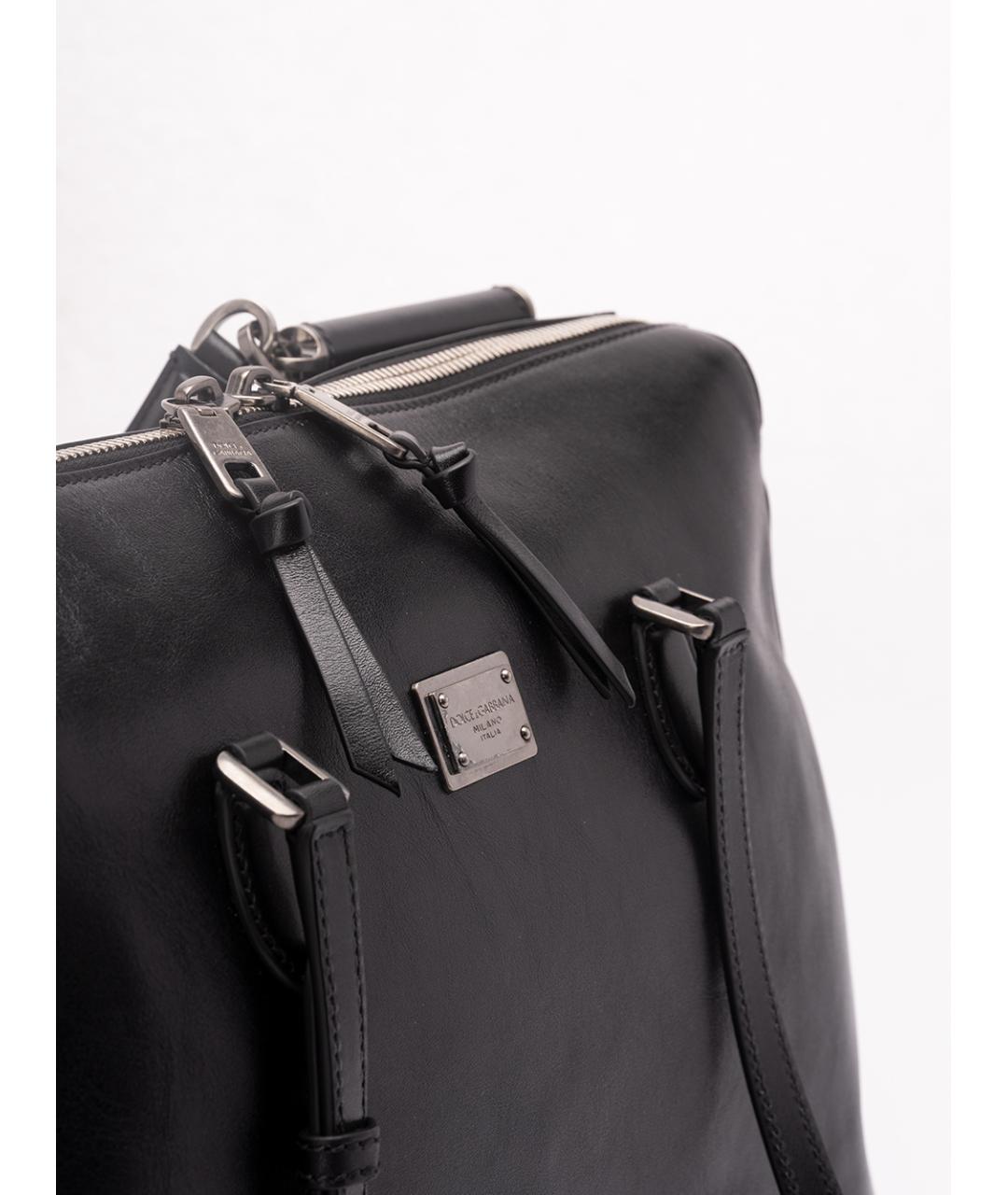 DOLCE&GABBANA Черный кожаный портфель, фото 4