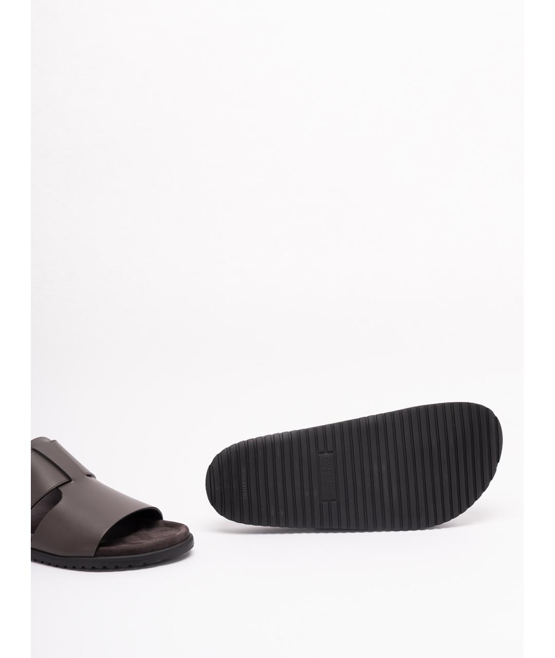 DOLCE&GABBANA Коричневые кожаные шлепанцы, фото 4