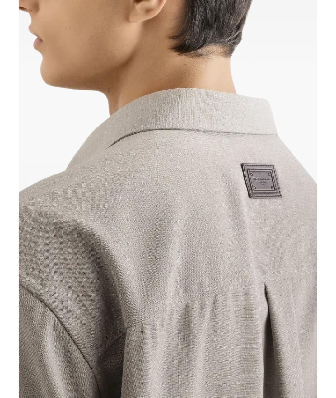 DOLCE&GABBANA Бежевая шерстяная кэжуал рубашка, фото 4