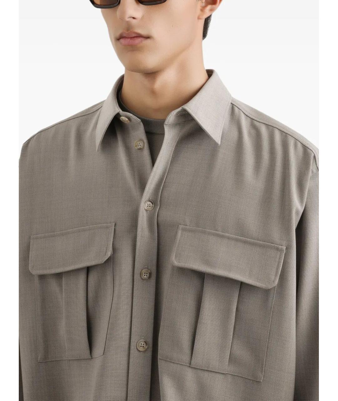 DOLCE&GABBANA Бежевая шерстяная кэжуал рубашка, фото 3