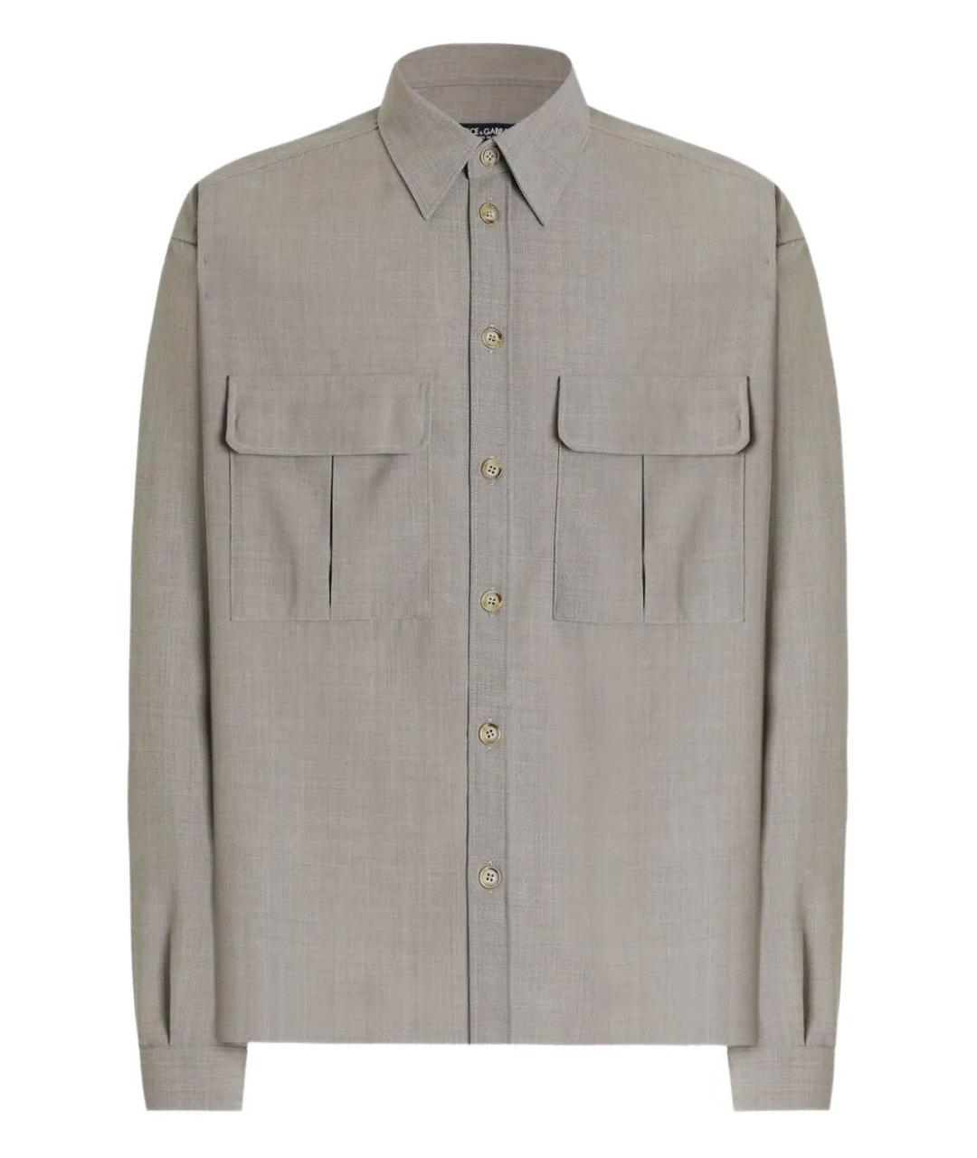 DOLCE&GABBANA Бежевая шерстяная кэжуал рубашка, фото 1