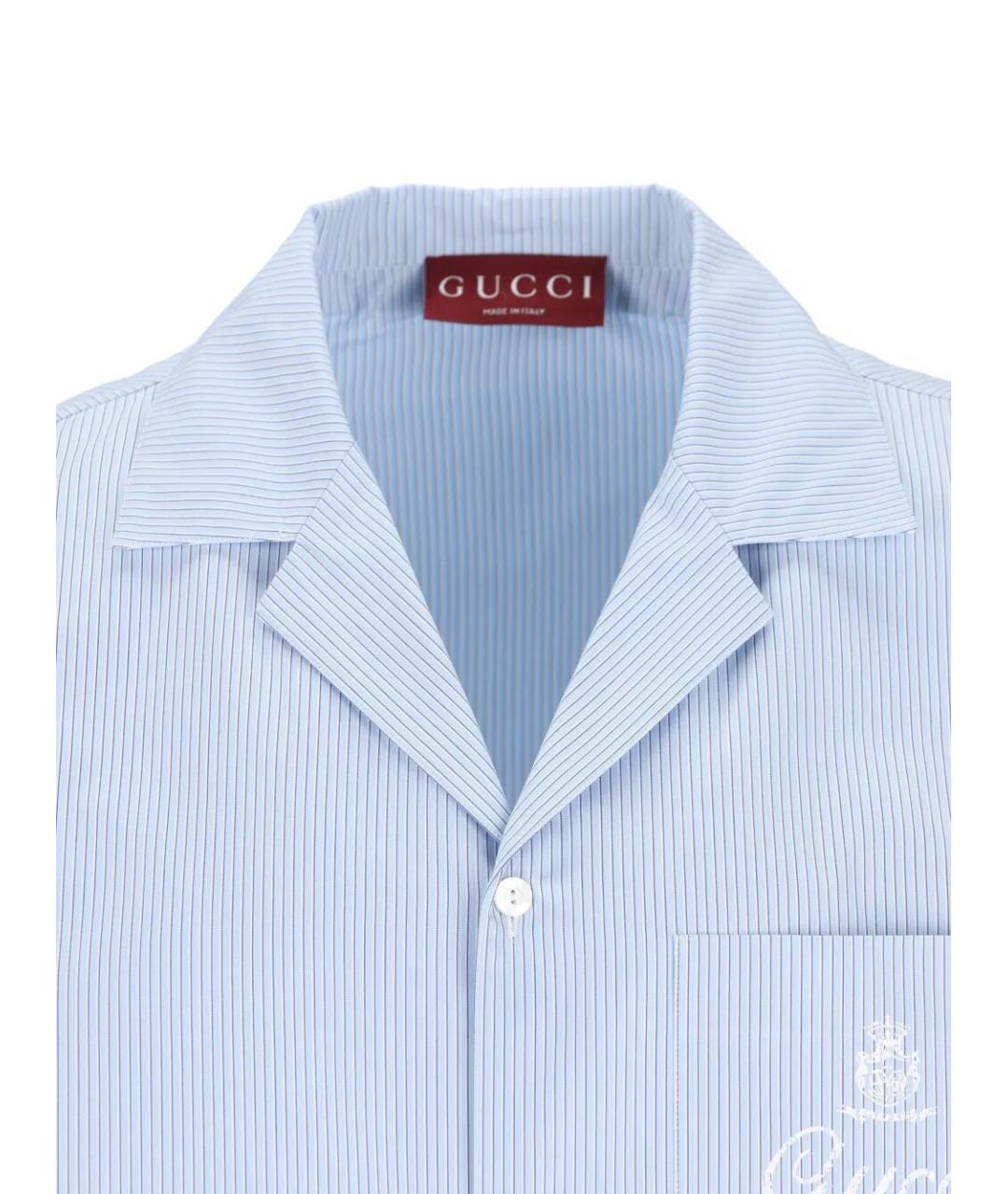 GUCCI Голубая хлопковая кэжуал рубашка, фото 3