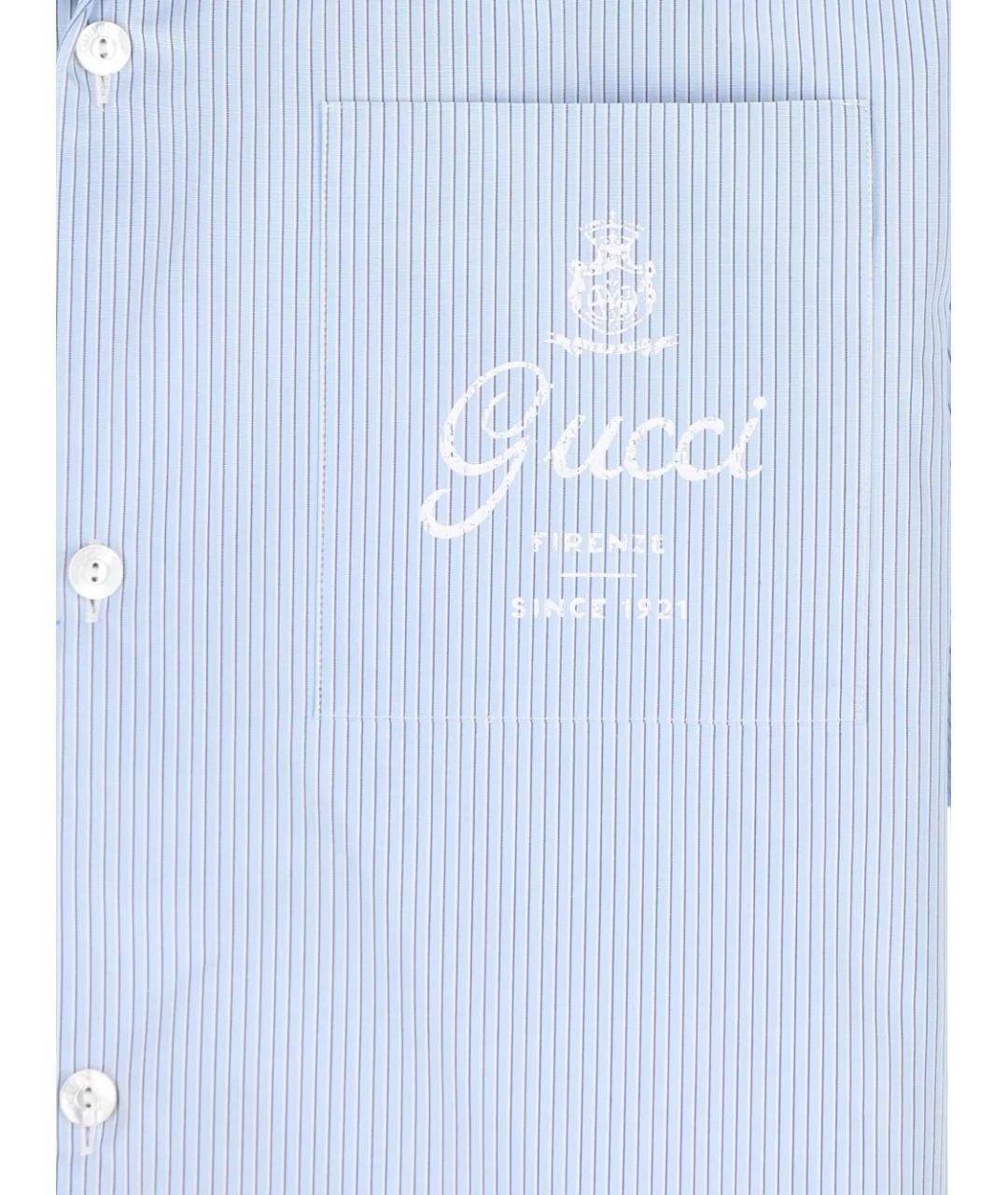 GUCCI Голубая хлопковая кэжуал рубашка, фото 4