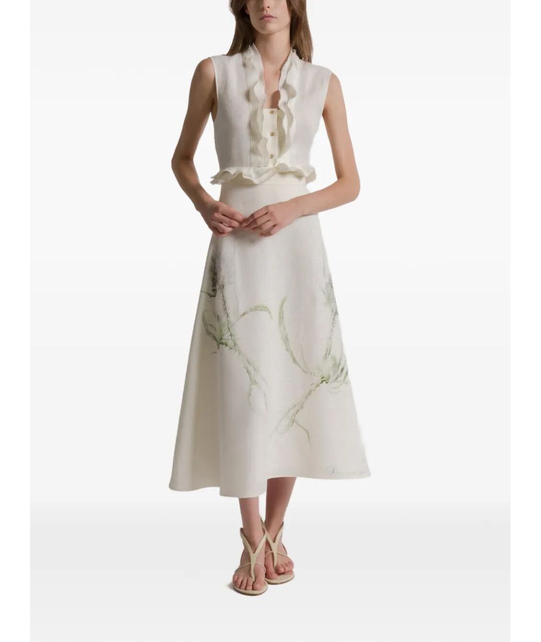 ALBERTA FERRETTI Бежевая льняная юбка макси, фото 2