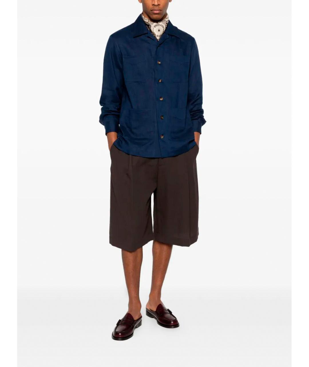 BRUNELLO CUCINELLI Темно-синий льняной пиджак, фото 2