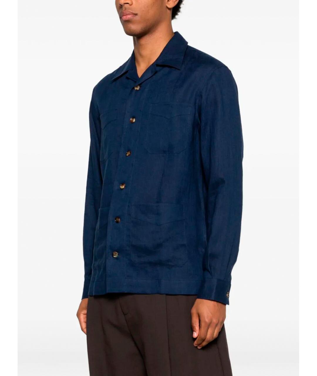 BRUNELLO CUCINELLI Темно-синий льняной пиджак, фото 4