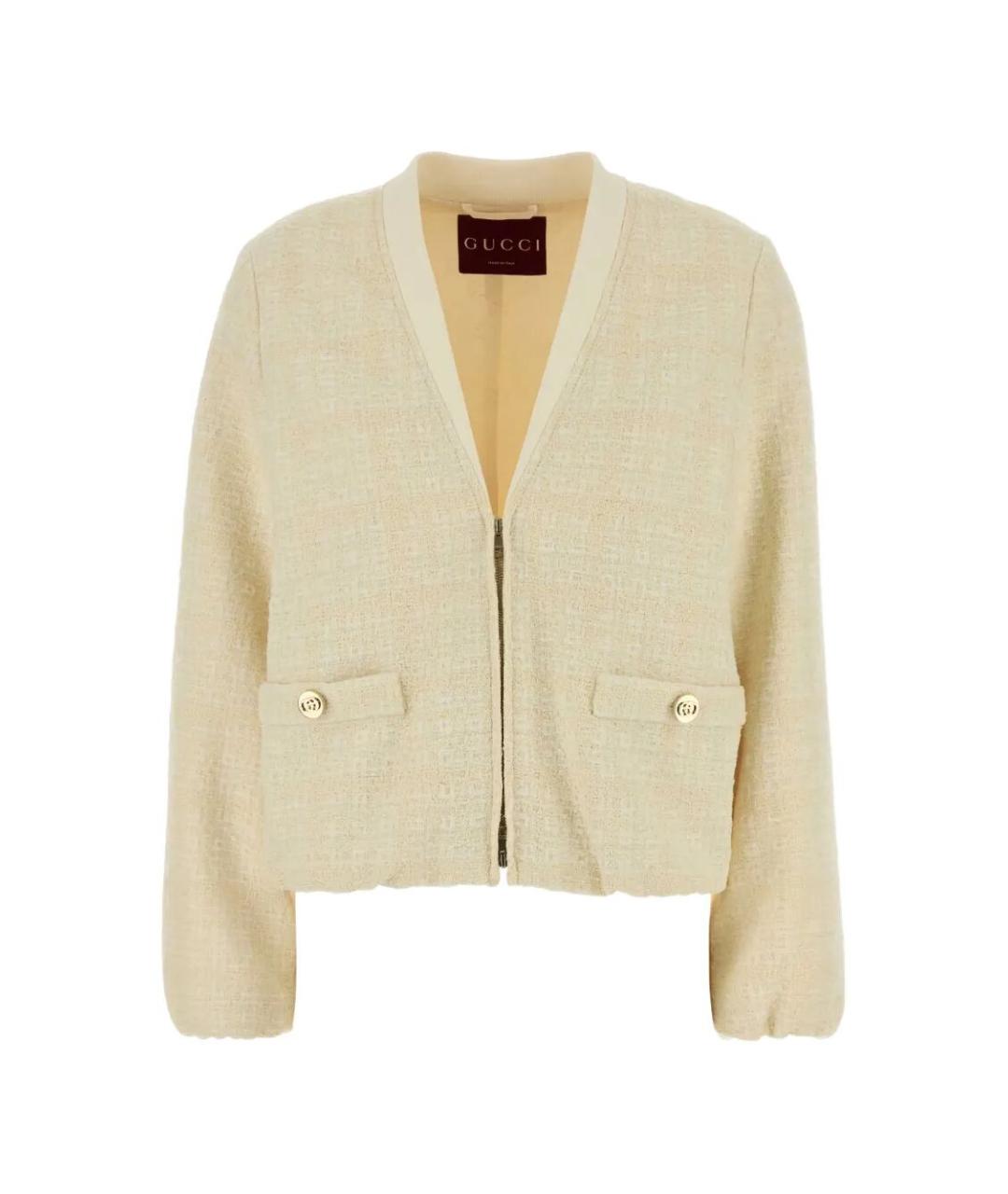 GUCCI Бежевый хлопковый жакет/пиджак, фото 1