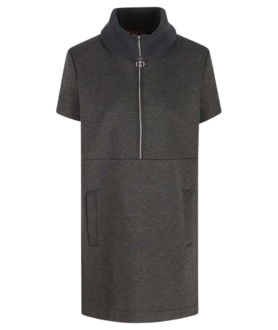 GUCCI Серое вискозное повседневное платье, фото 1