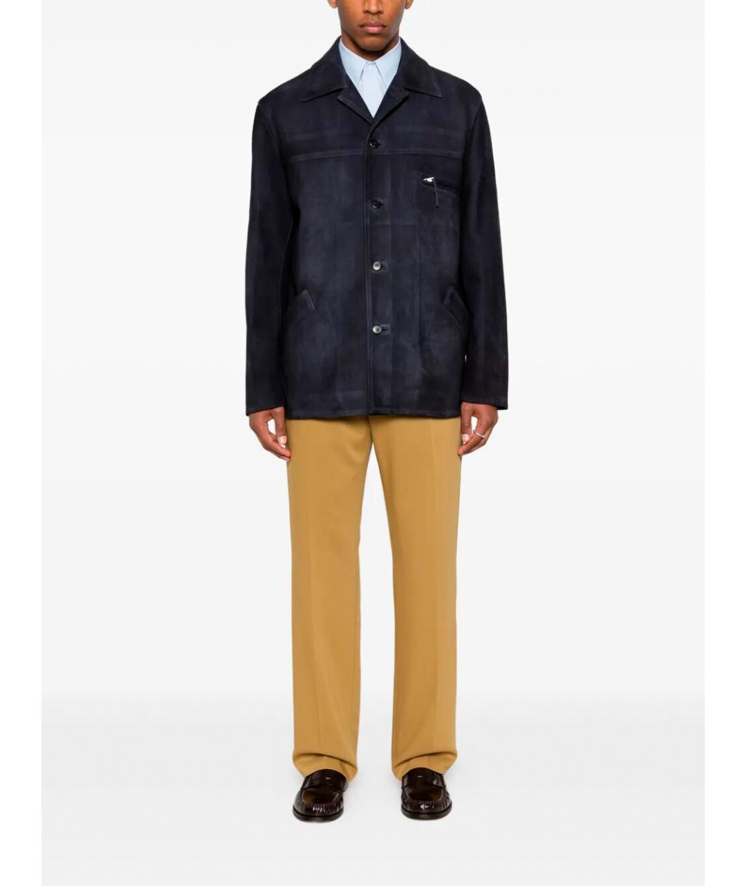 PRADA Синяя кожаная куртка, фото 2