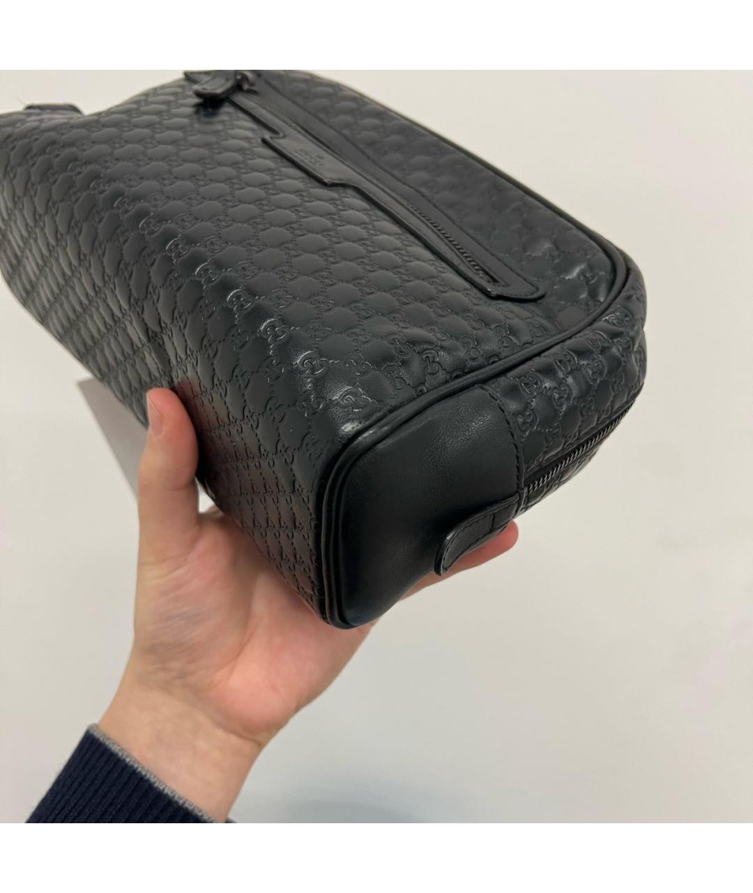 GUCCI Черная кожаная барсетка, фото 8