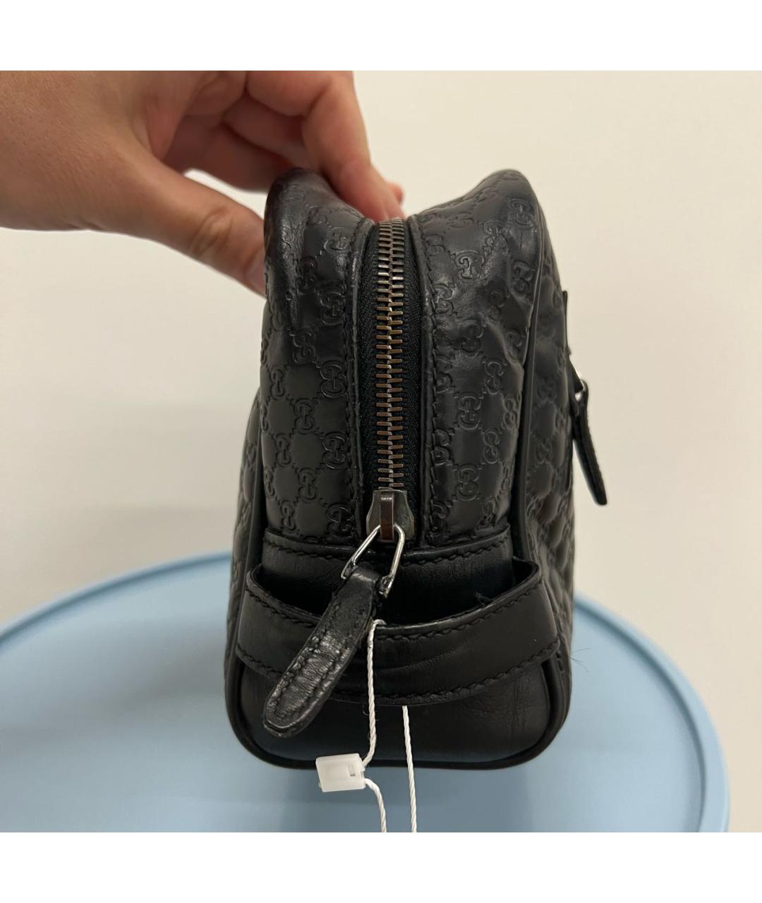 GUCCI Черная кожаная барсетка, фото 4