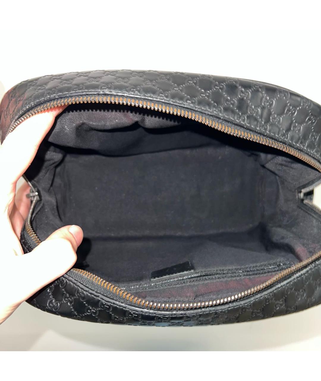 GUCCI Черная кожаная барсетка, фото 7