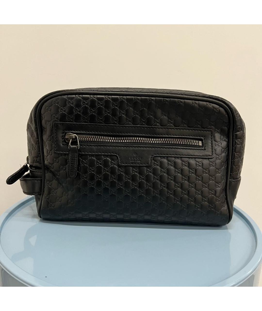 GUCCI Черная кожаная барсетка, фото 9