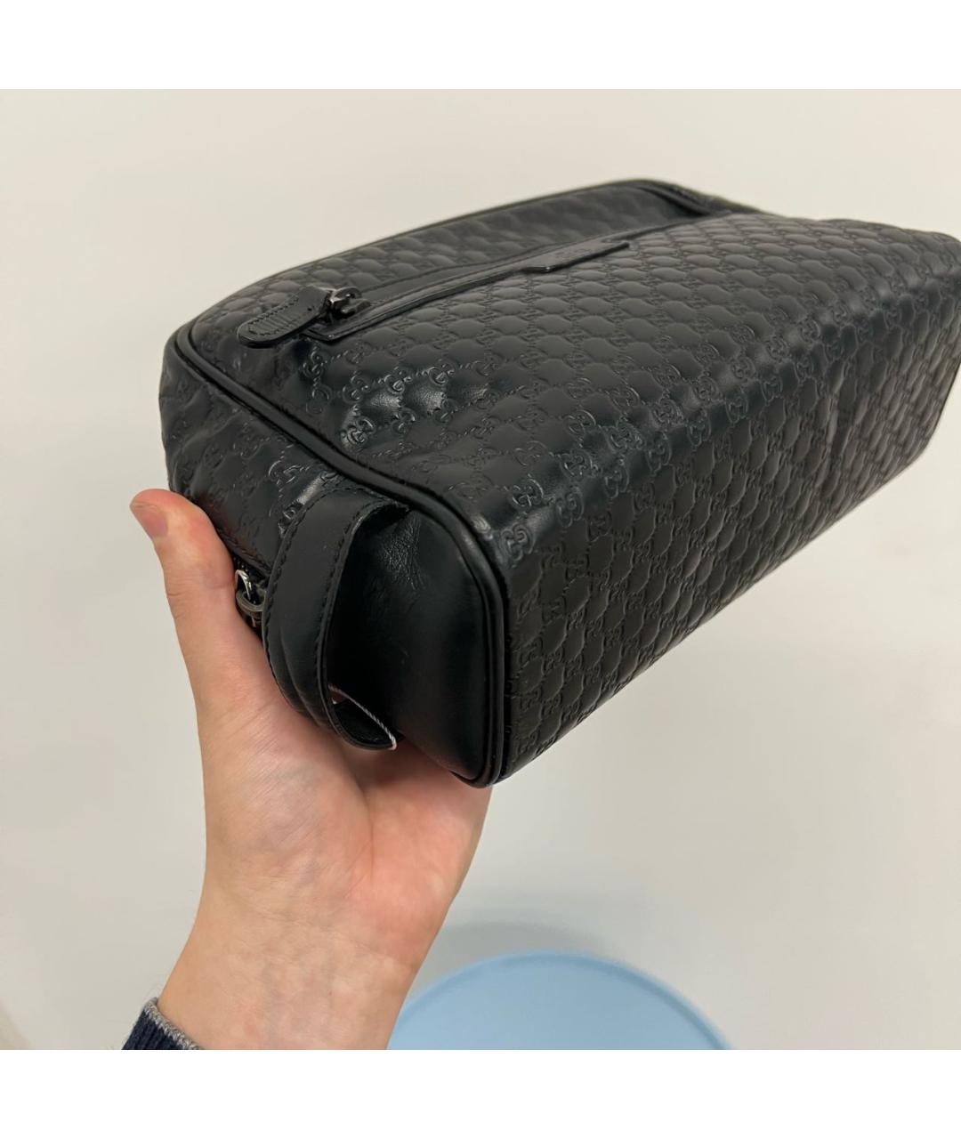 GUCCI Черная кожаная барсетка, фото 6