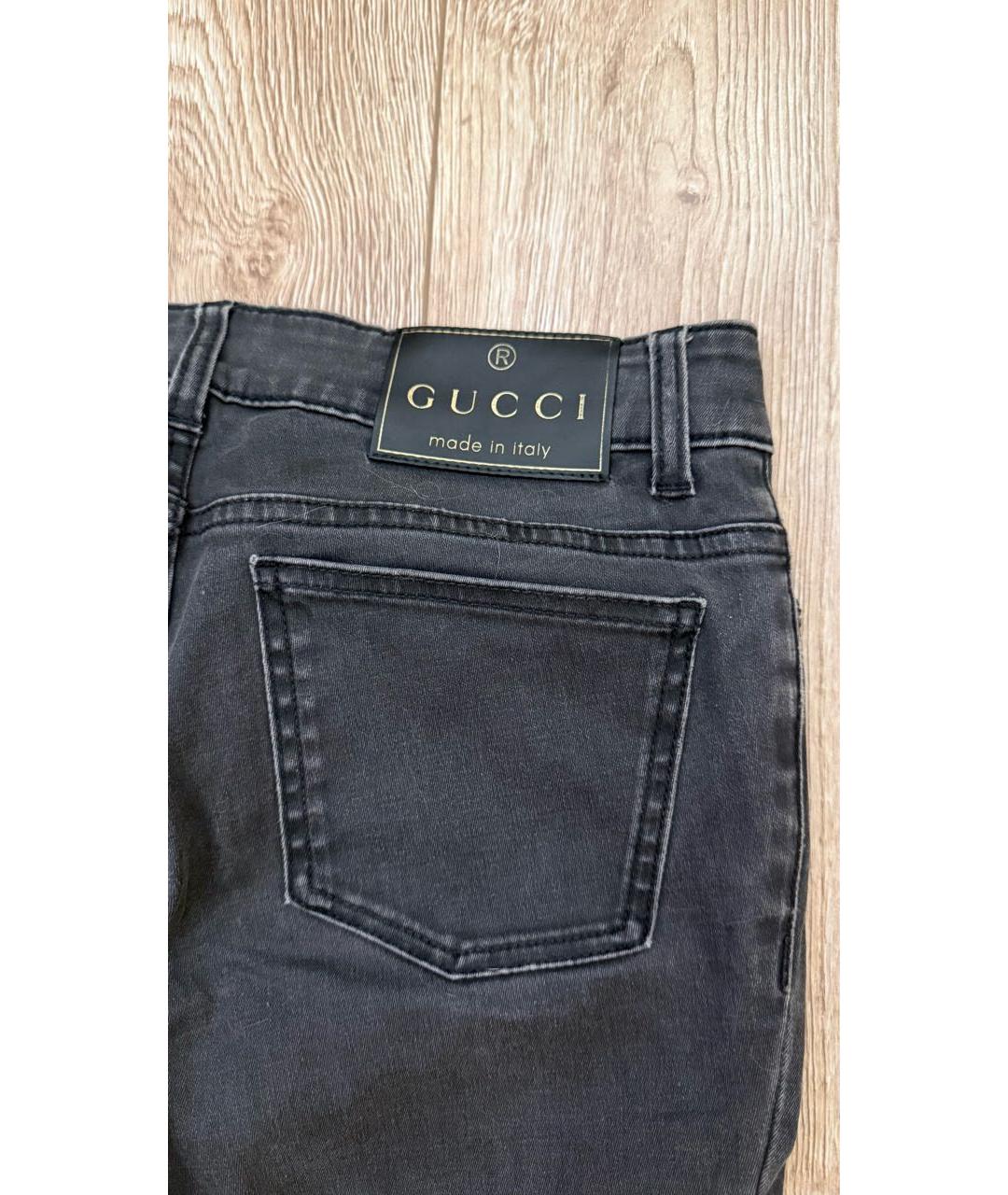 GUCCI Антрацитовые хлопковые джинсы слим, фото 3