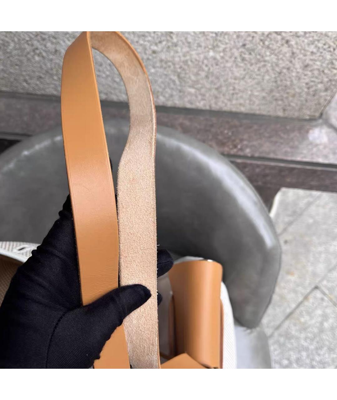 HERMES Бежевая тканевая сумка через плечо, фото 8