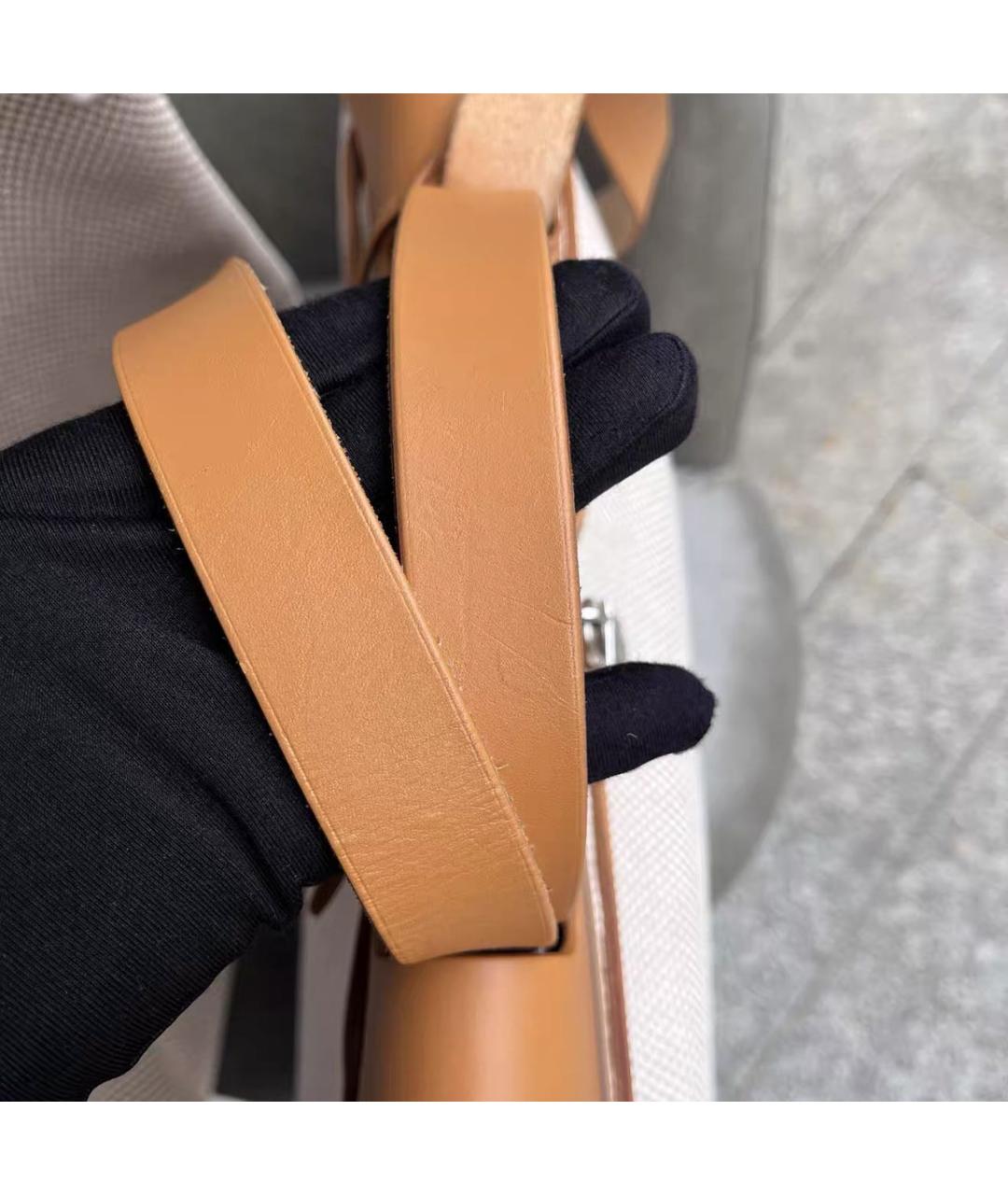 HERMES Бежевая тканевая сумка через плечо, фото 7