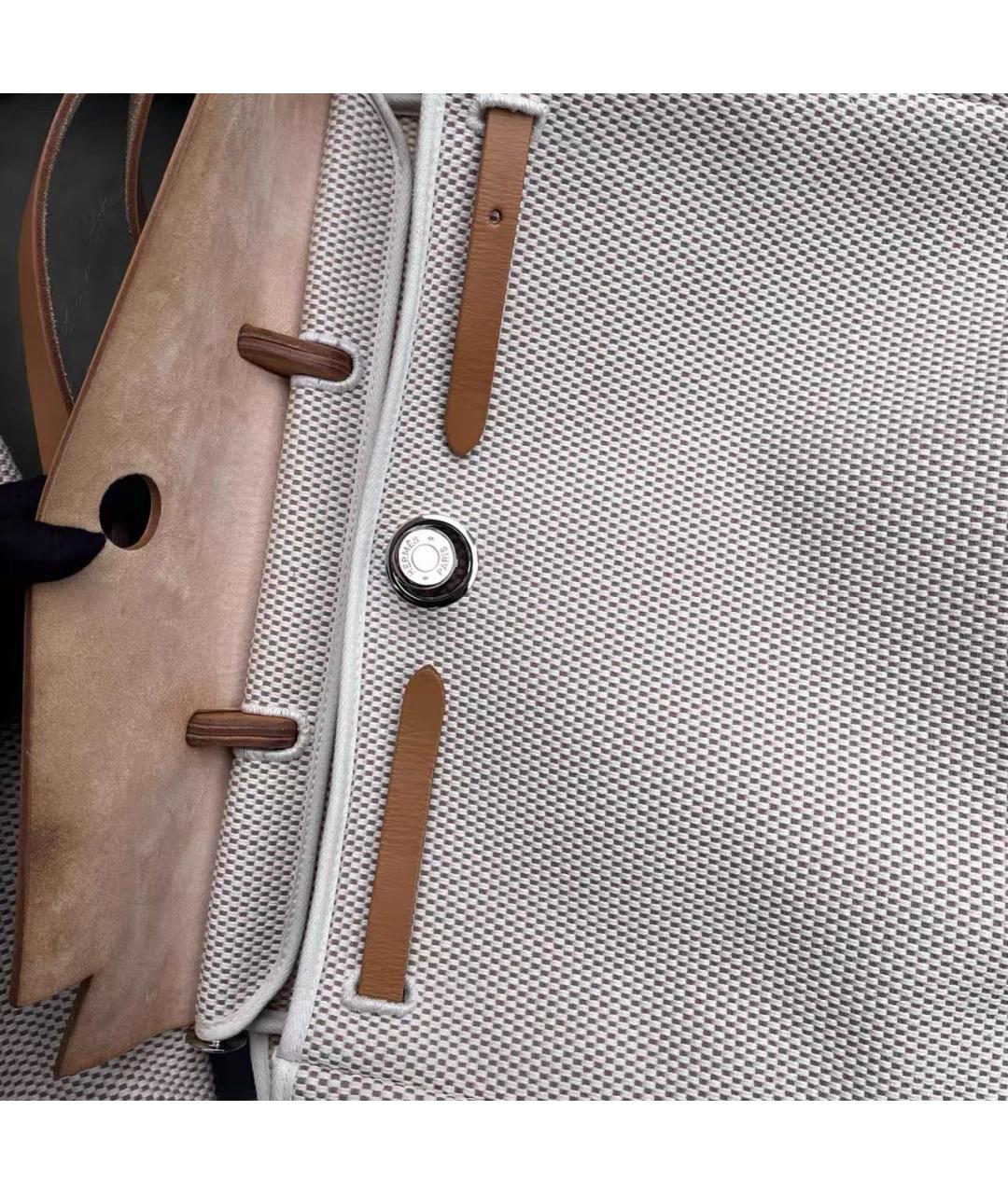 HERMES Бежевая тканевая сумка через плечо, фото 3