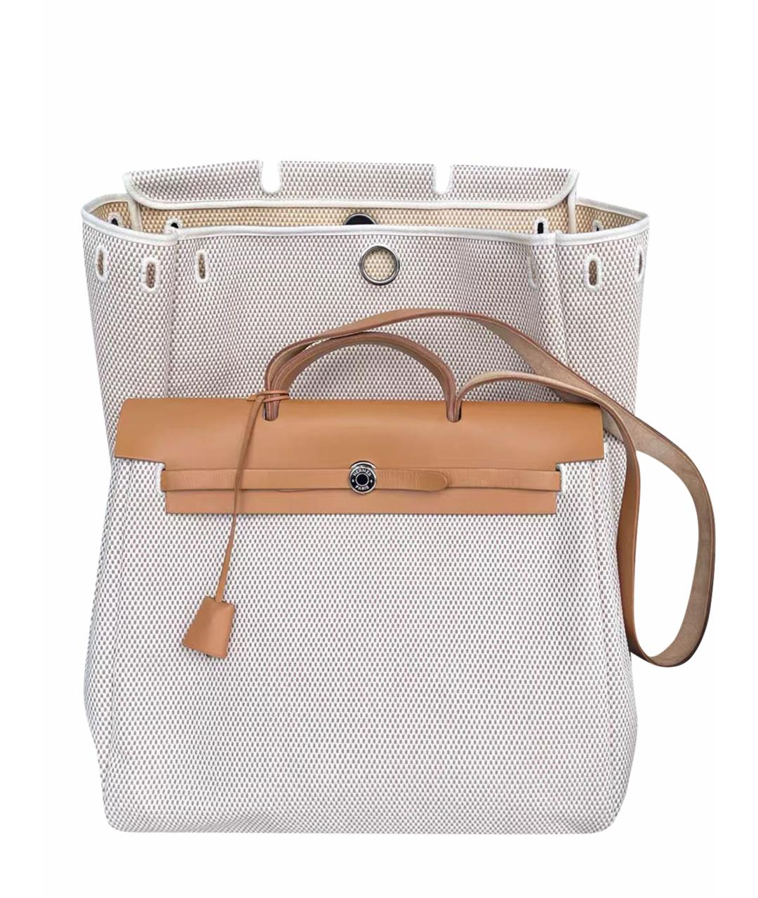 HERMES Бежевая тканевая сумка через плечо, фото 1