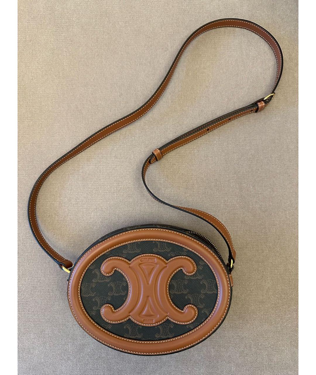 CELINE Коричневая кожаная сумка через плечо, фото 5