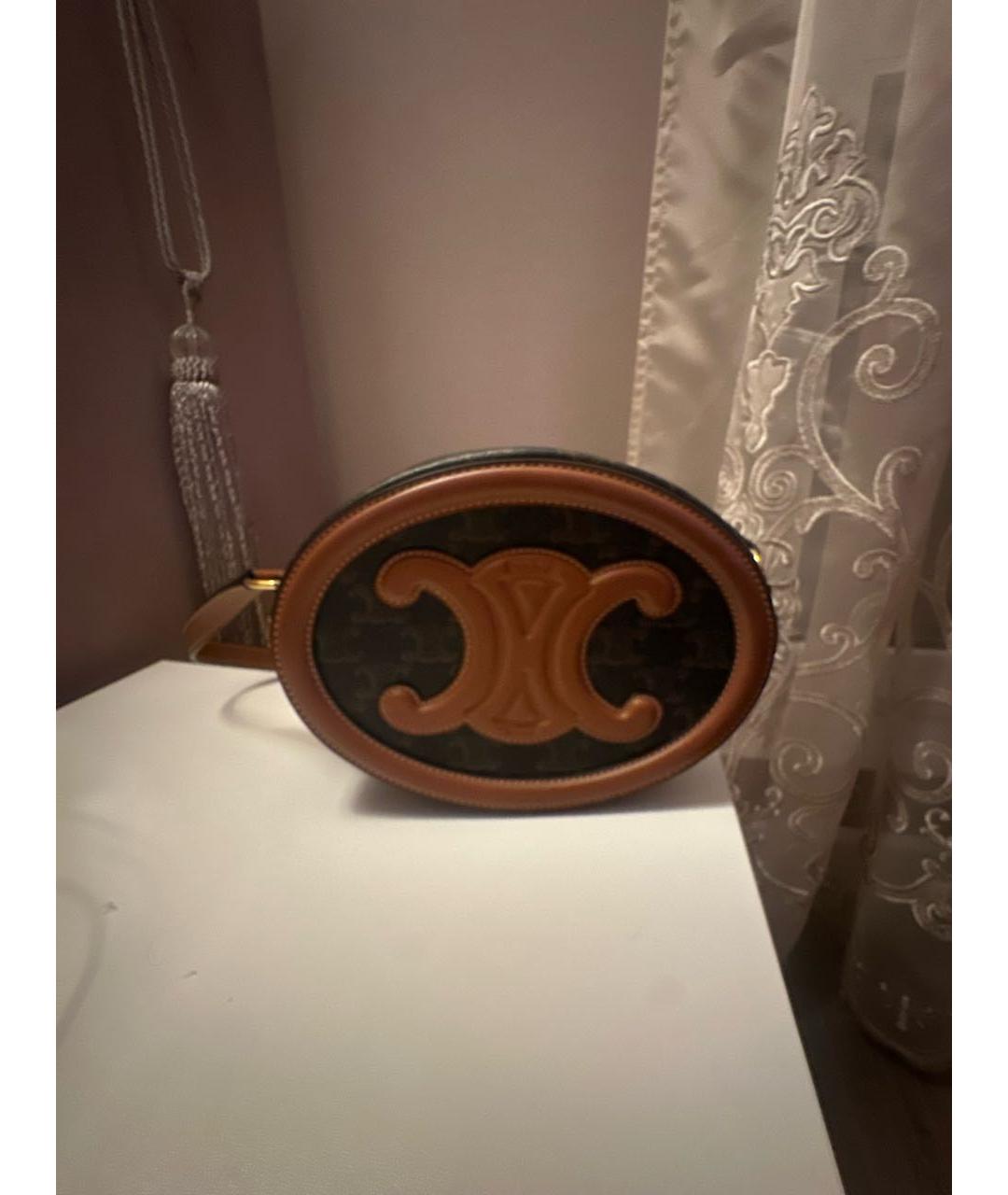 CELINE Коричневая кожаная сумка через плечо, фото 4
