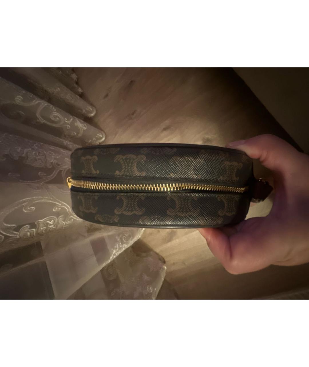 CELINE Коричневая кожаная сумка через плечо, фото 2