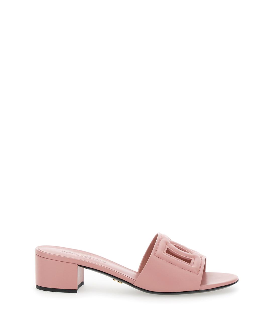DOLCE&GABBANA Розовые кожаные мюли, фото 1