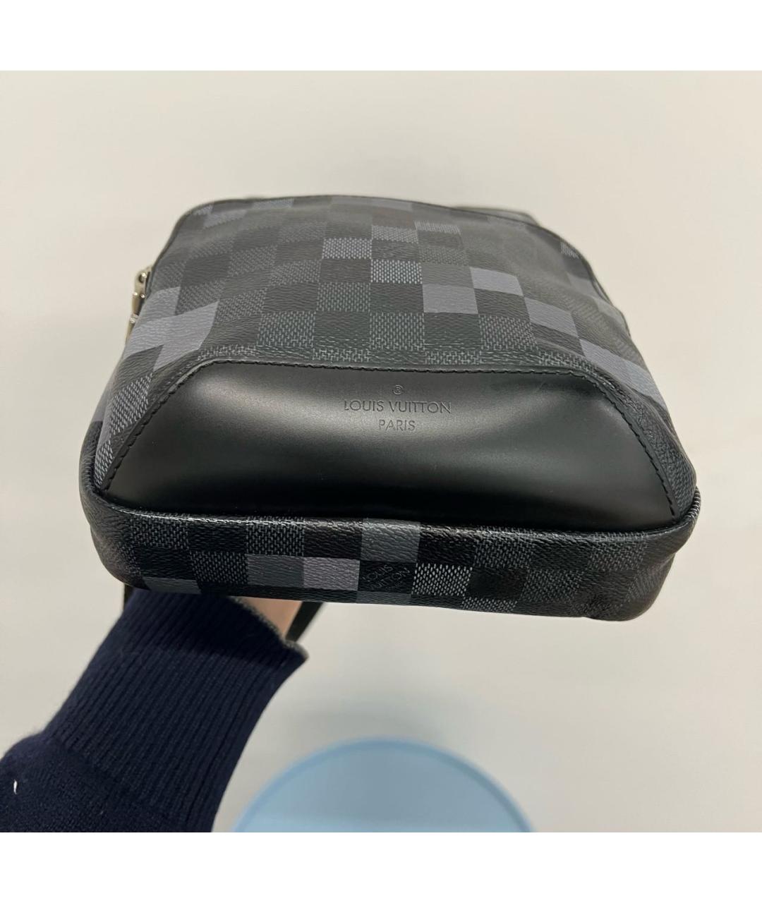 LOUIS VUITTON Антрацитовая кожаная сумка на плечо, фото 7