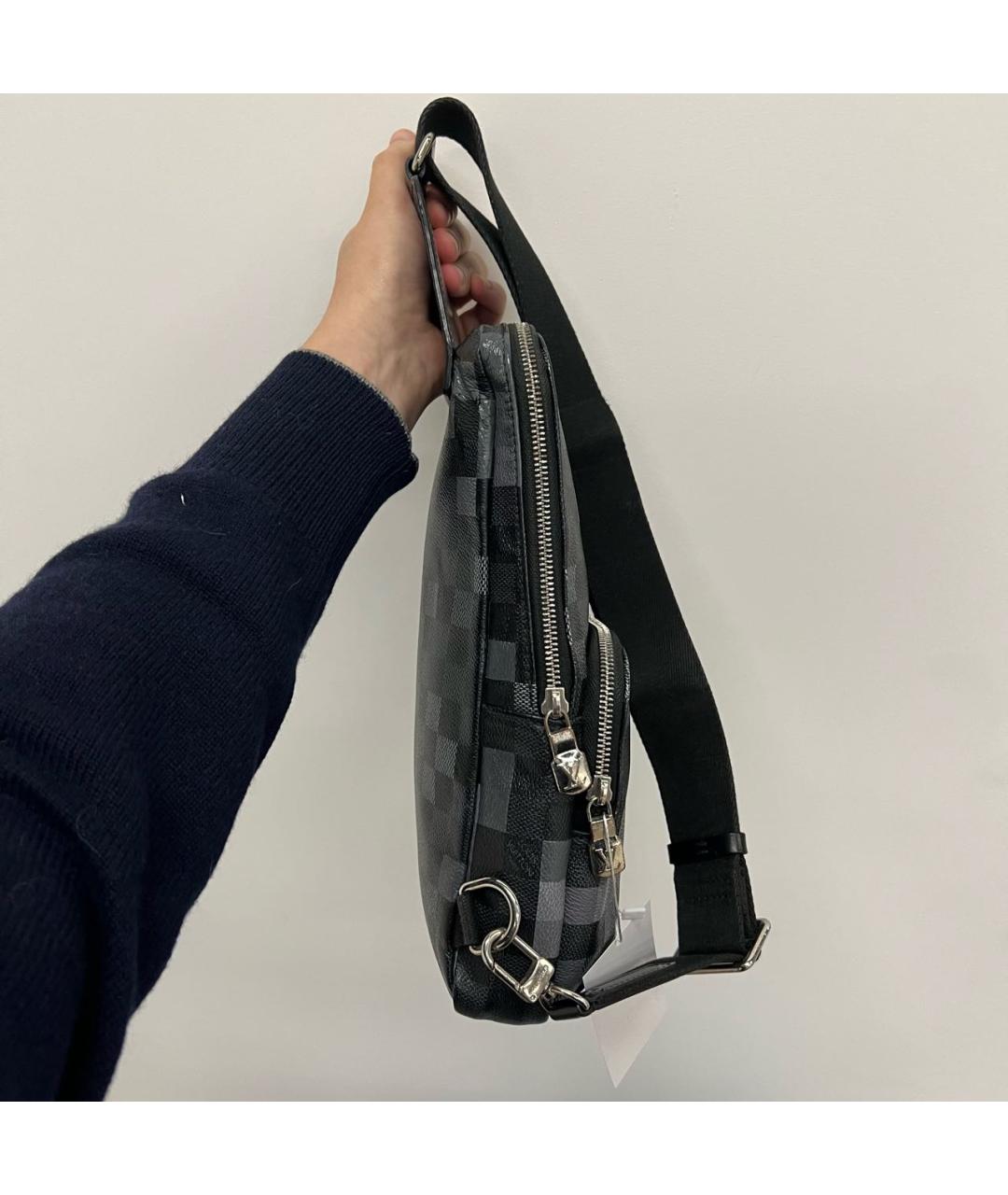 LOUIS VUITTON Антрацитовая кожаная сумка на плечо, фото 5