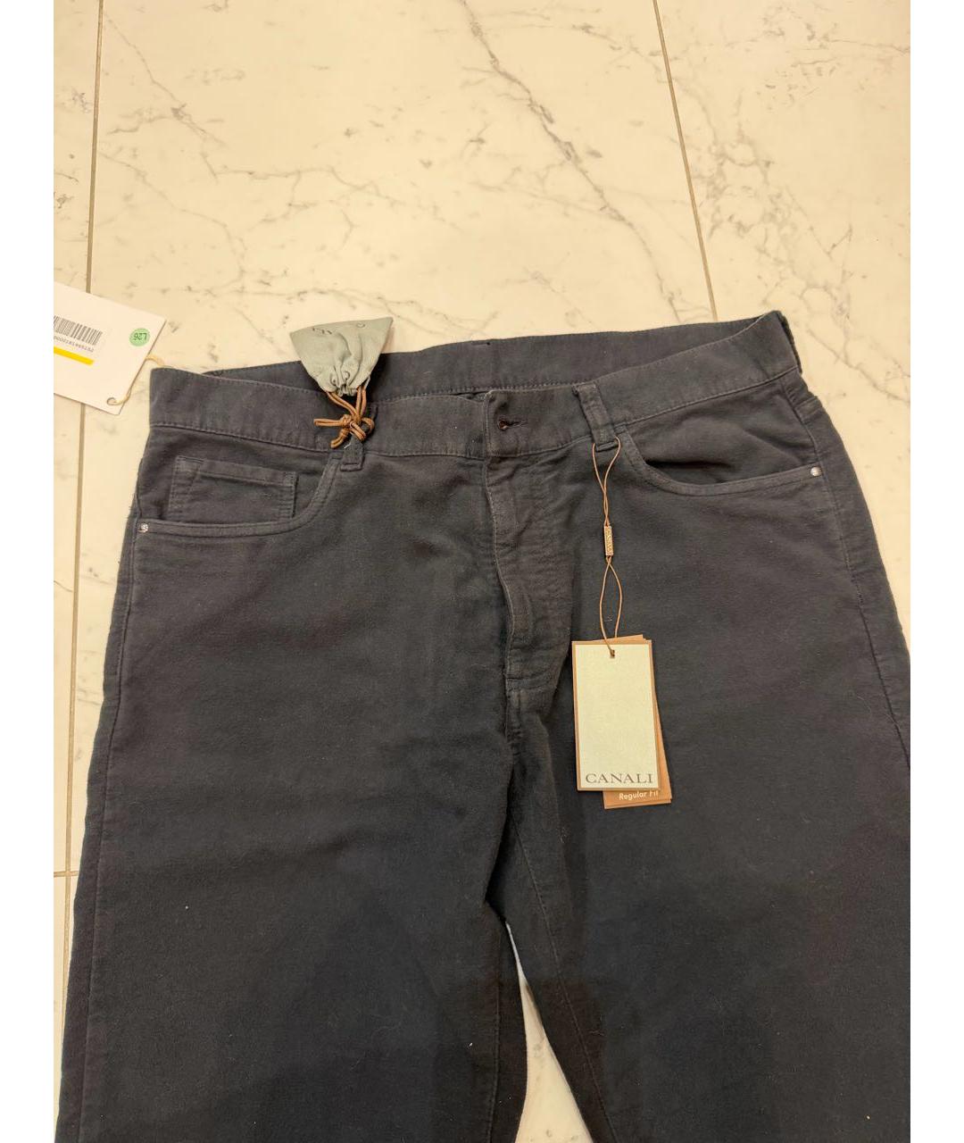 CANALI Антрацитовые хлопковые повседневные брюки, фото 3