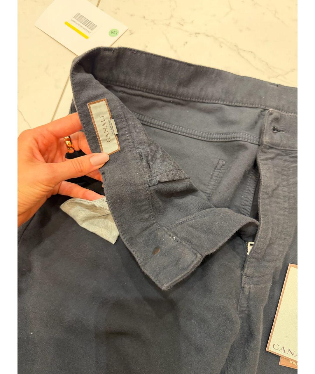 CANALI Антрацитовые хлопковые повседневные брюки, фото 7