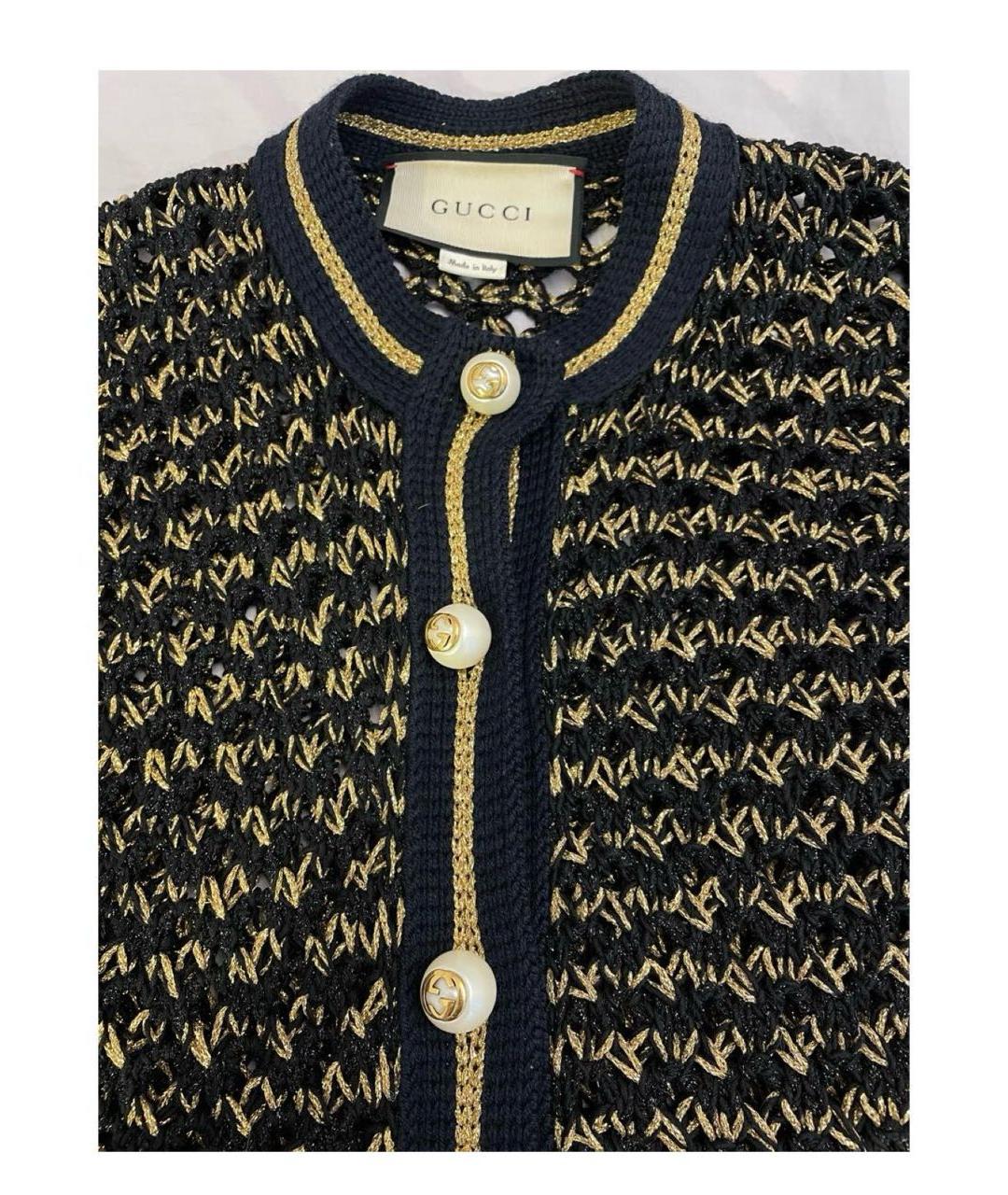 GUCCI Черный твидовый кардиган, фото 5