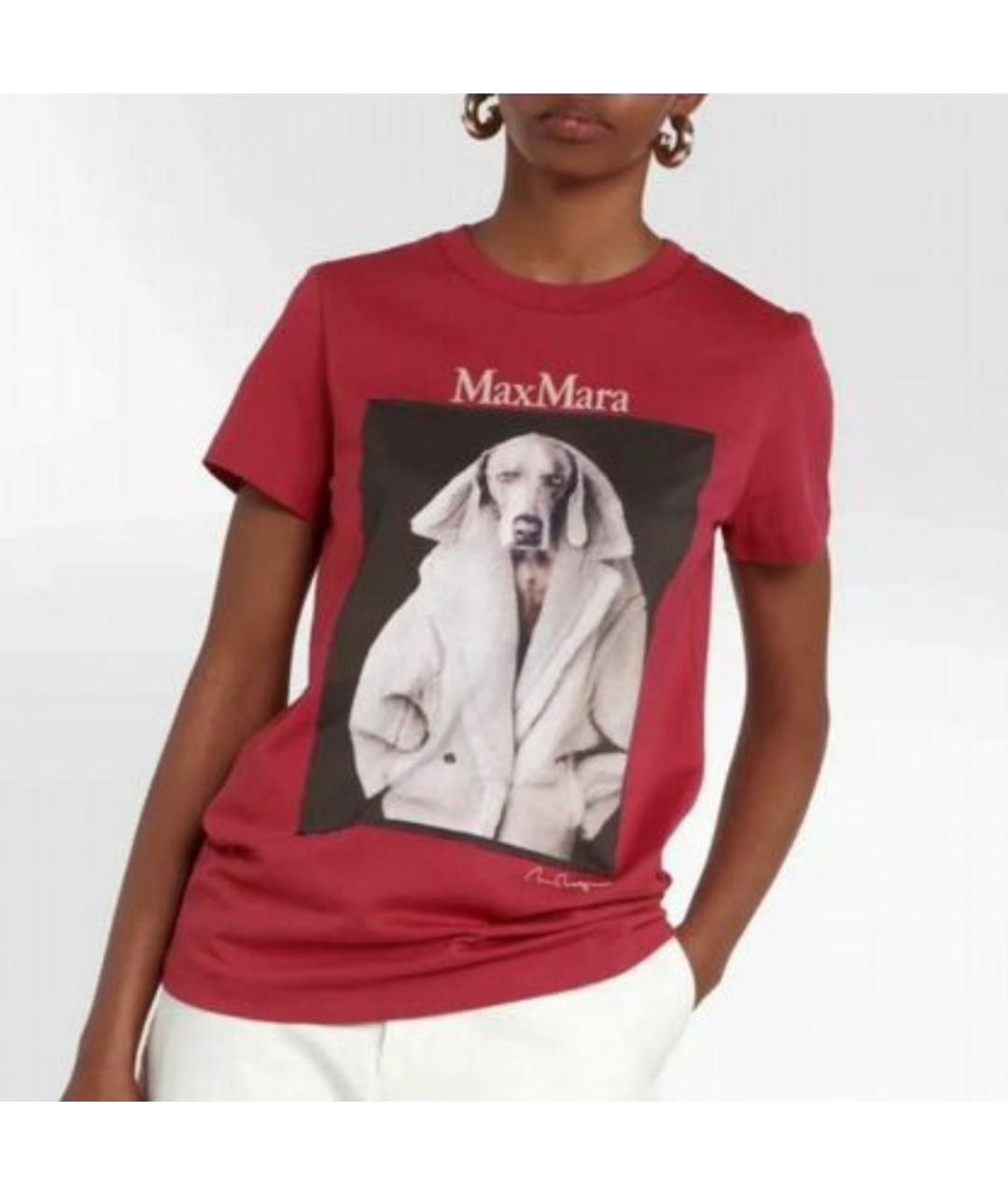 MAX MARA Красная хлопковая футболка, фото 8