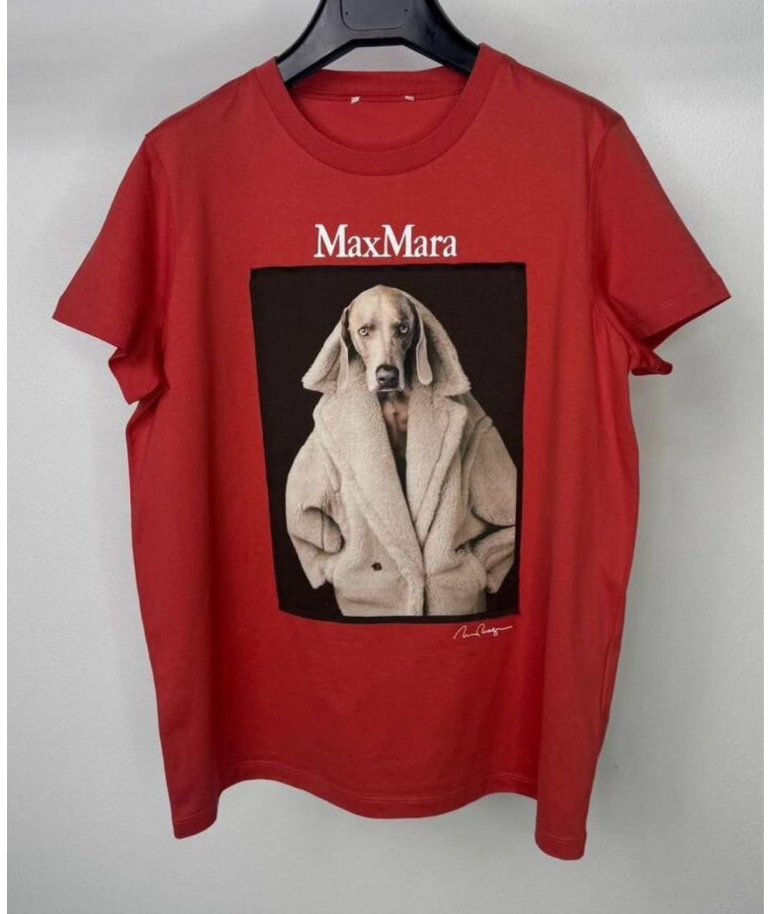 MAX MARA Красная хлопковая футболка, фото 9