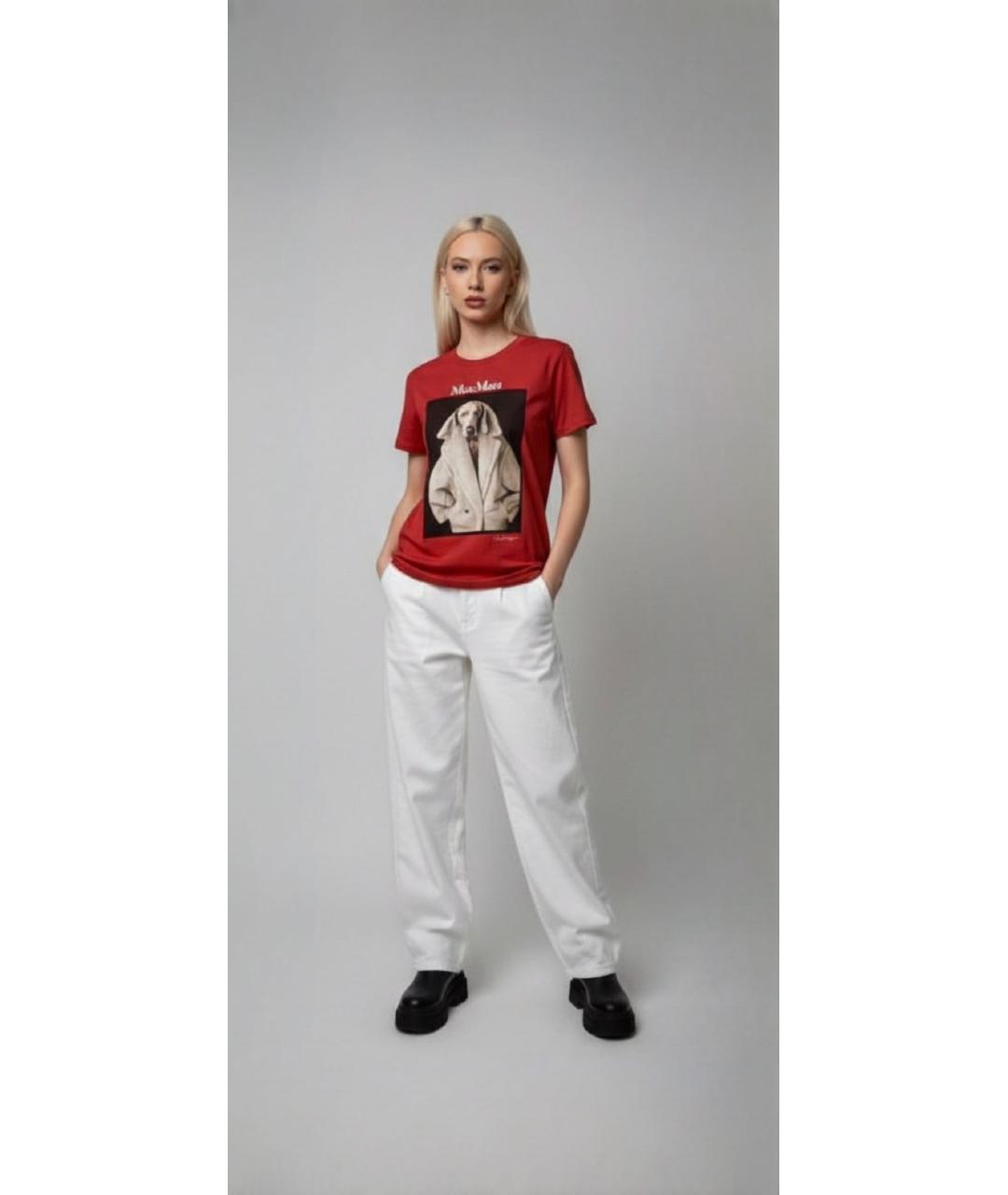 MAX MARA Красная хлопковая футболка, фото 7