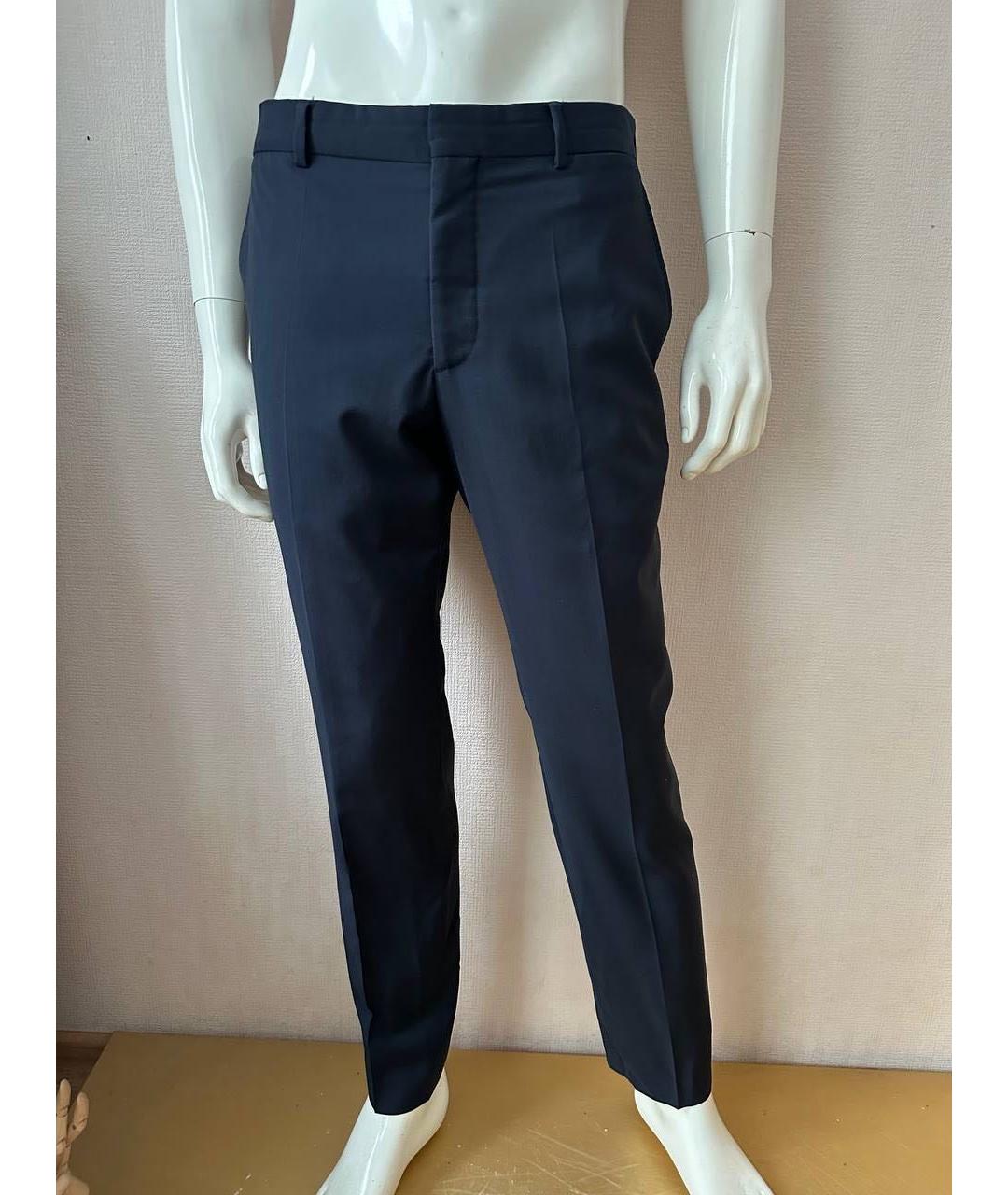 FENDI Синие шерстяные классические брюки, фото 7