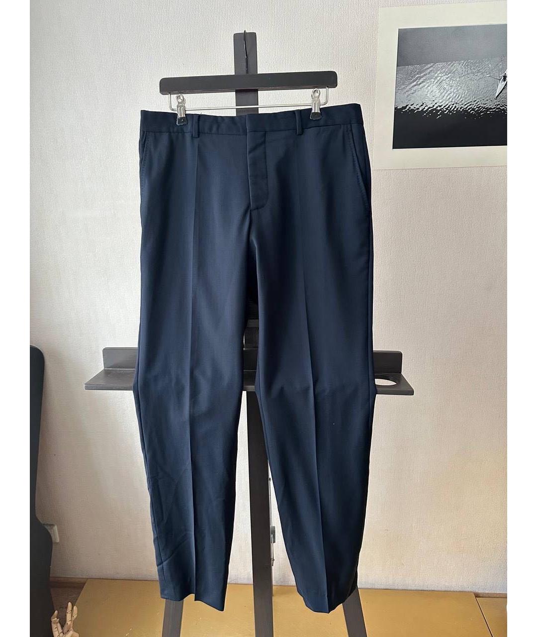 FENDI Синие шерстяные классические брюки, фото 9