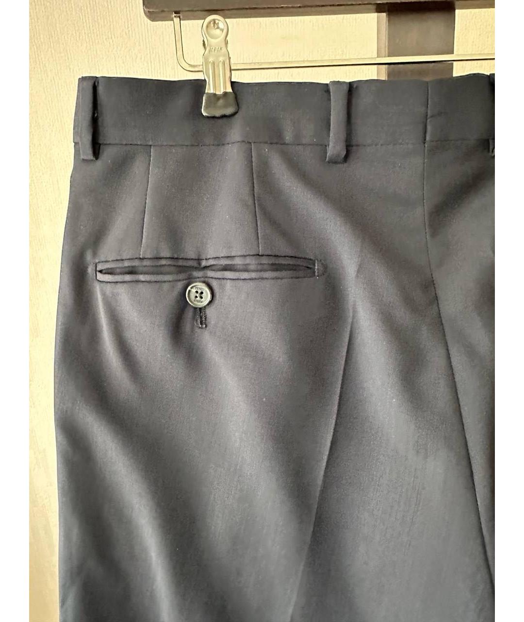 FENDI Синие шерстяные классические брюки, фото 3