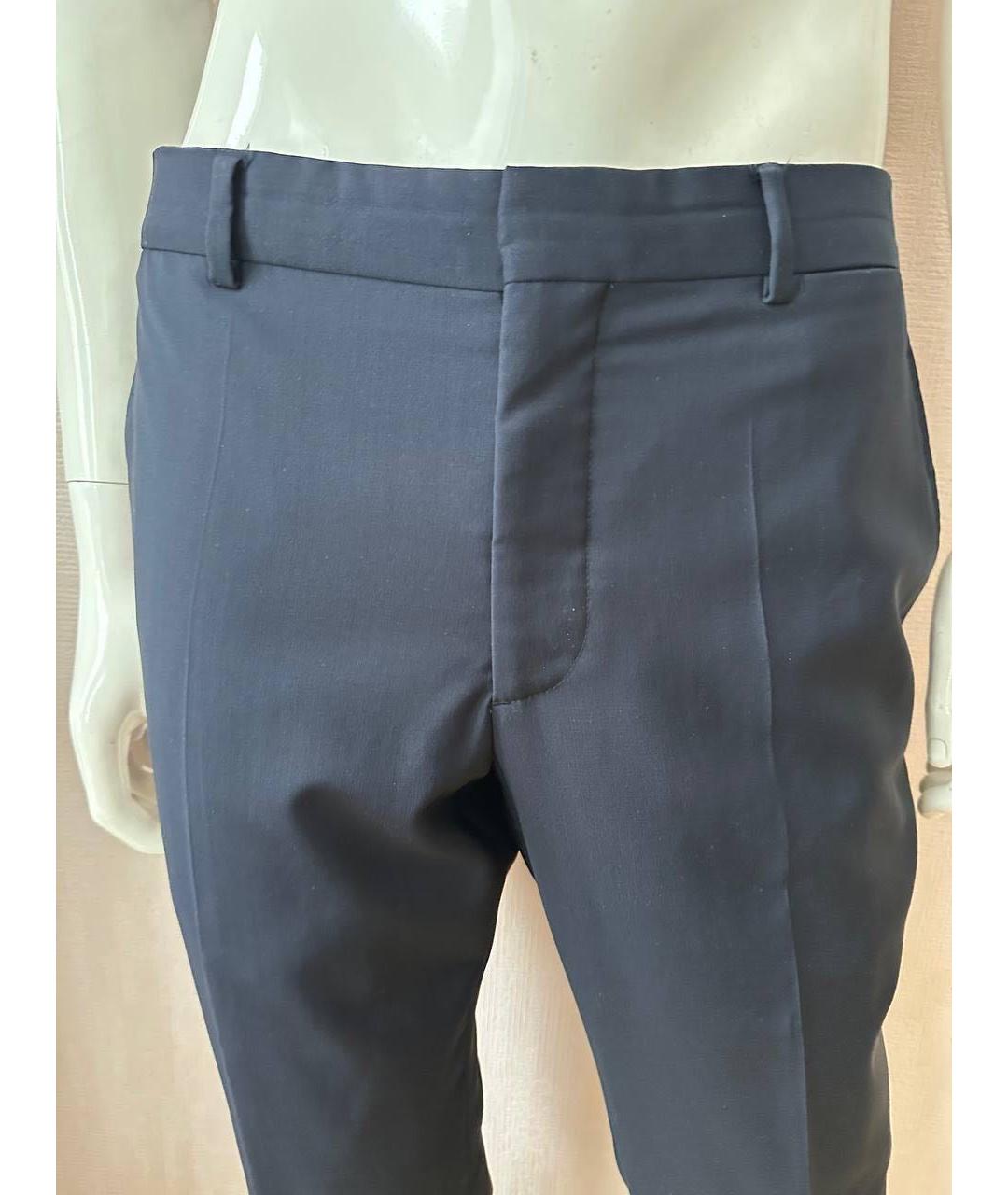 FENDI Синие шерстяные классические брюки, фото 5
