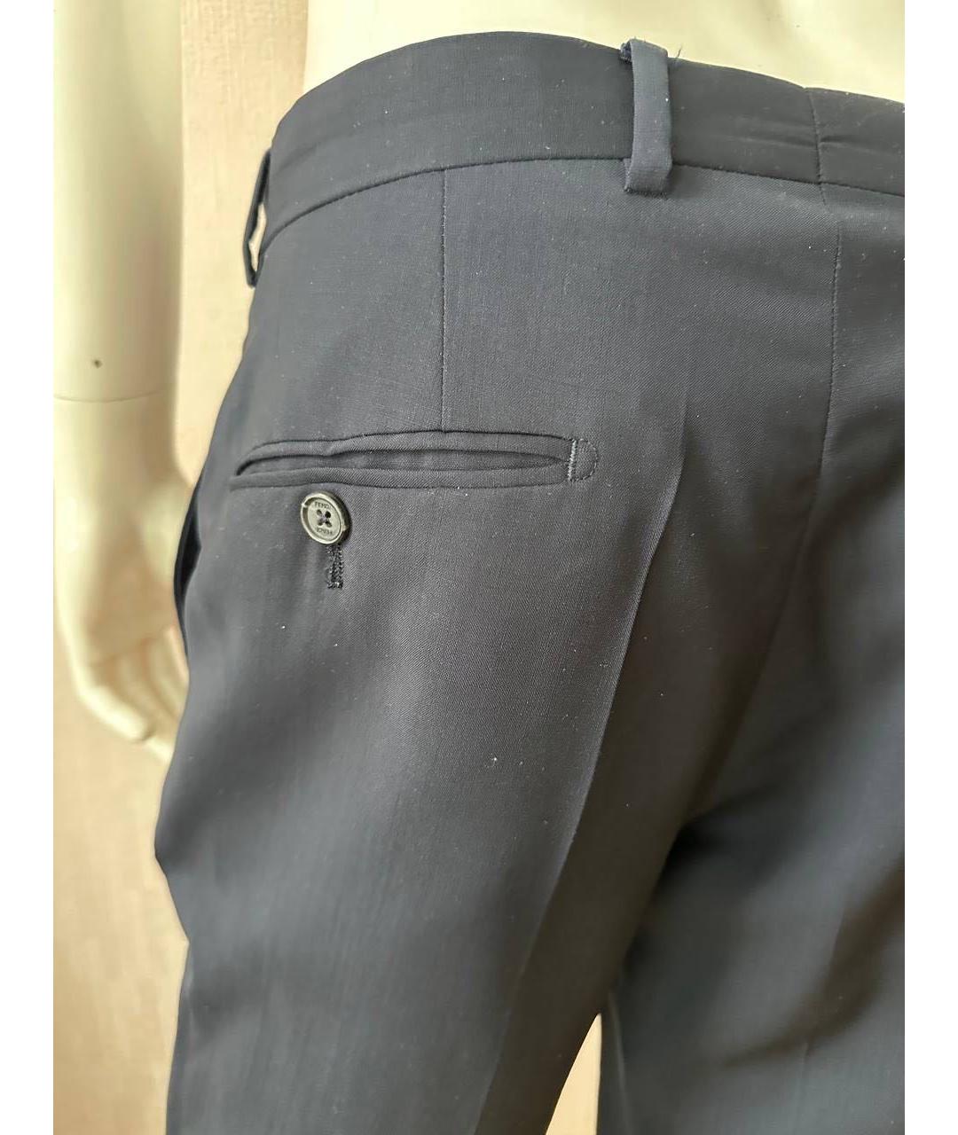 FENDI Синие шерстяные классические брюки, фото 6