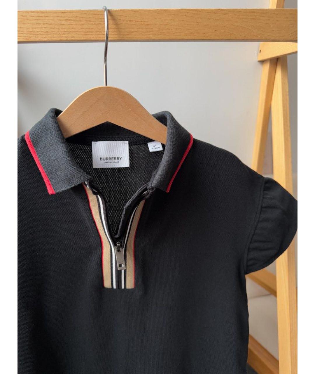 BURBERRY KIDS Черная хлопковая детская футболка, фото 4