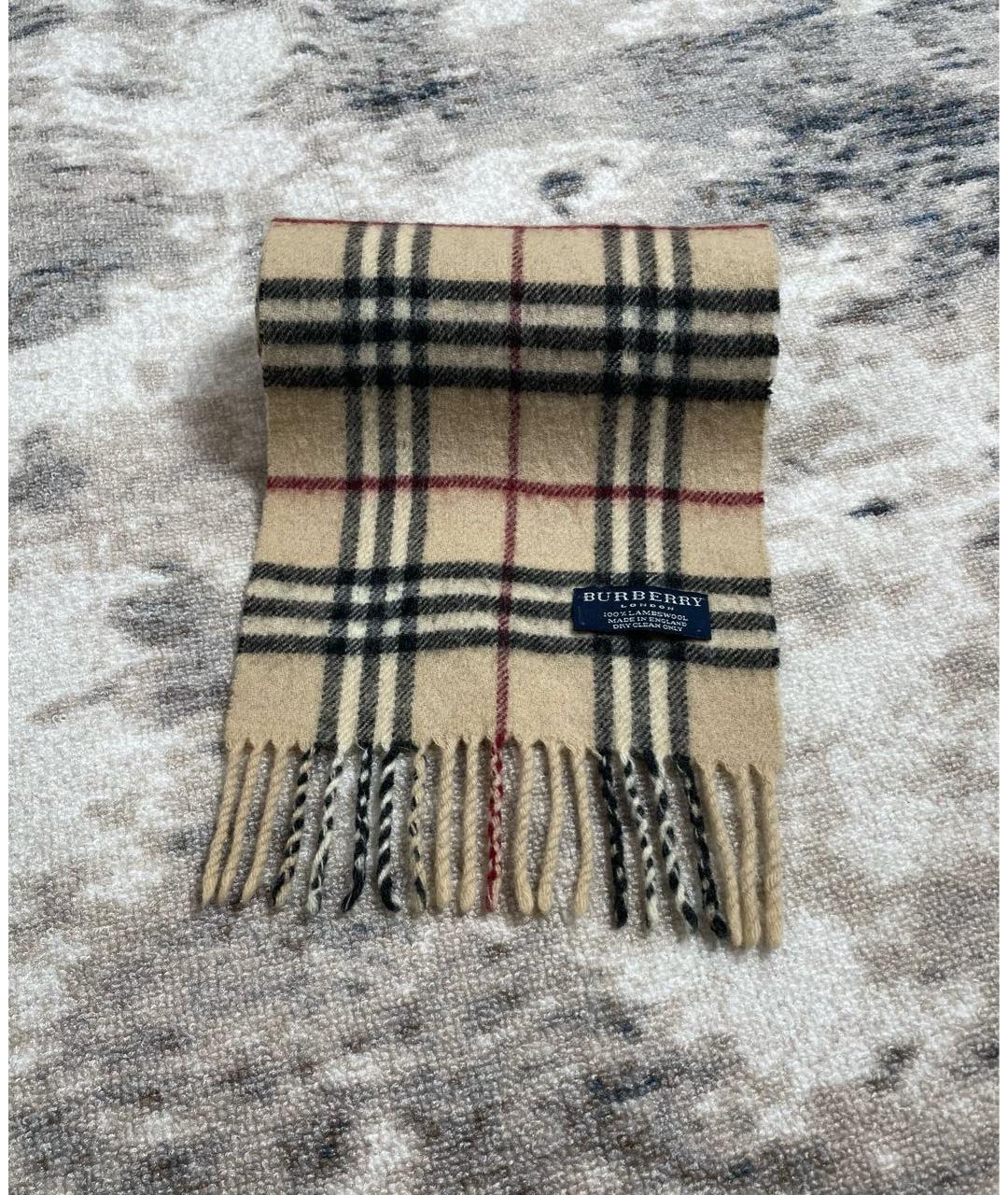 BURBERRY Бежевый шерстяной шарф, фото 2