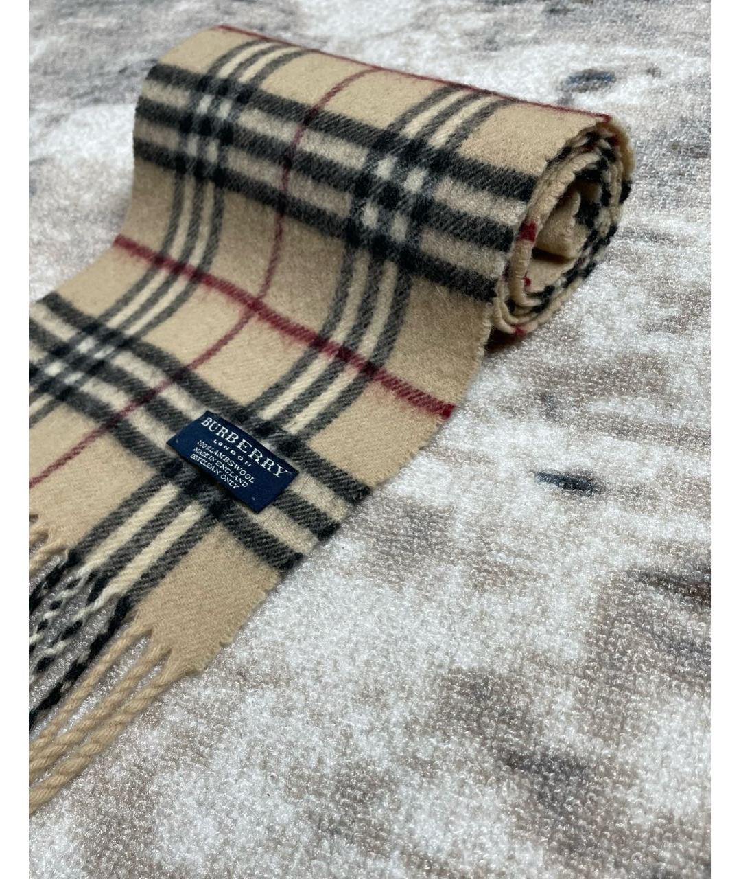 BURBERRY Бежевый шерстяной шарф, фото 3