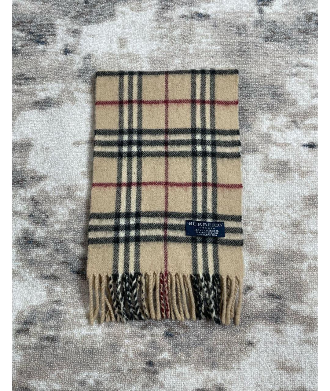BURBERRY Бежевый шерстяной шарф, фото 5
