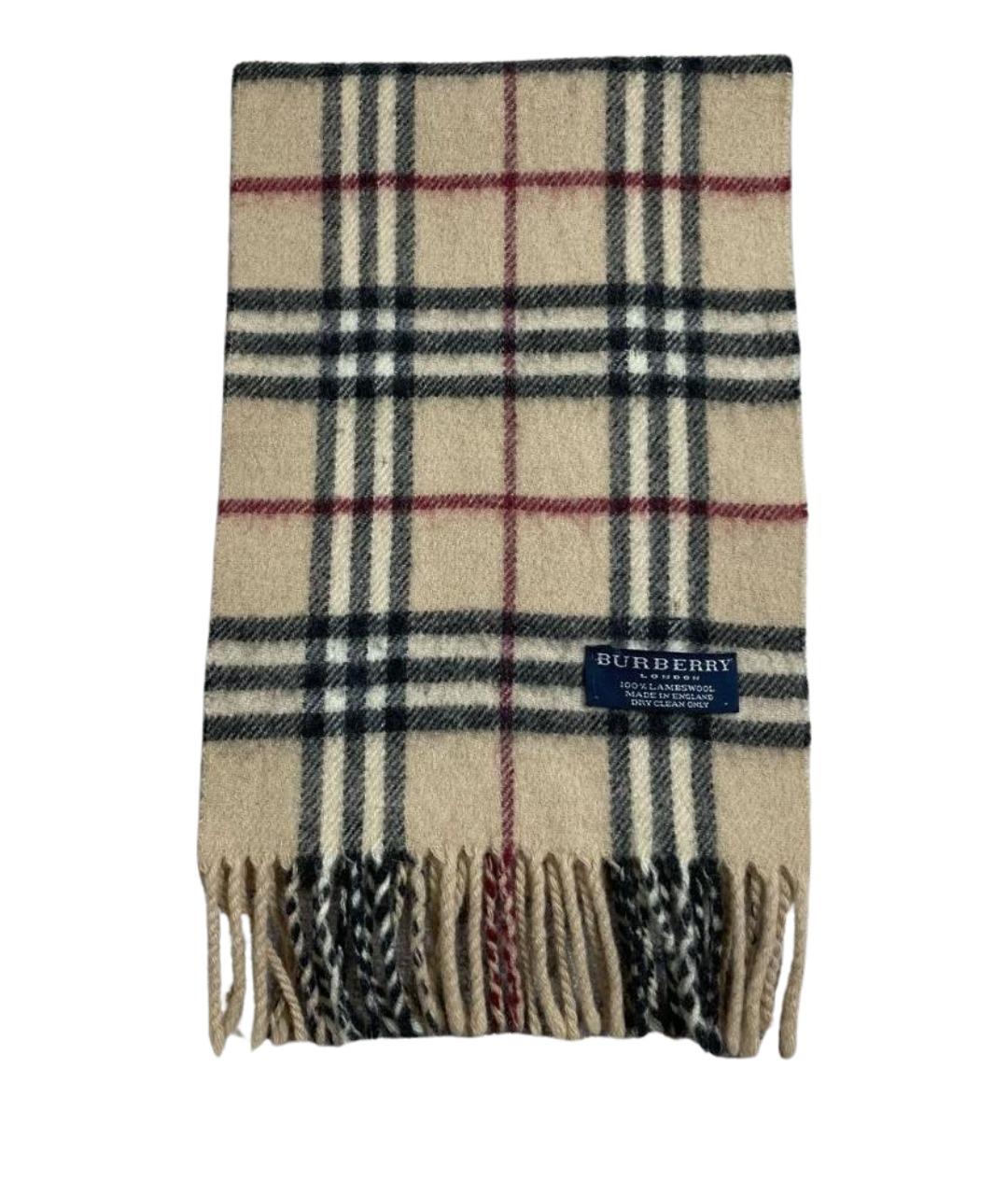 BURBERRY Бежевый шерстяной шарф, фото 1