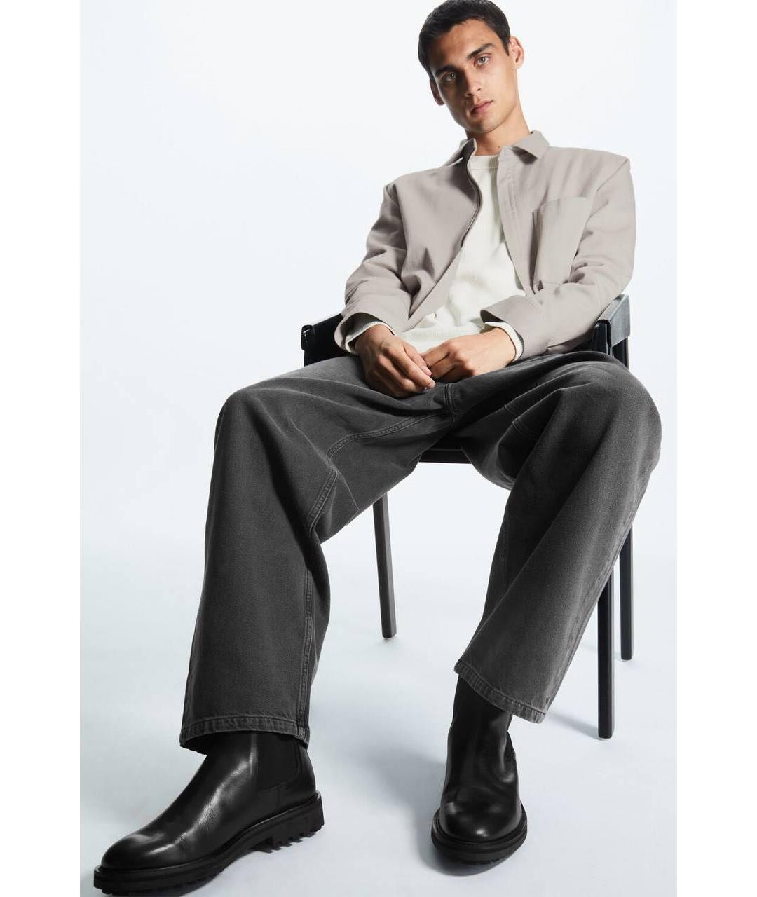 COS Черные кожаные высокие ботинки, фото 4