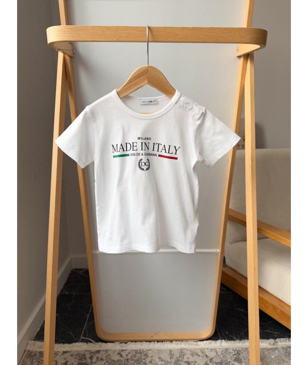 DOLCE & GABBANA KIDS Белая хлопковая детская футболка, фото 5