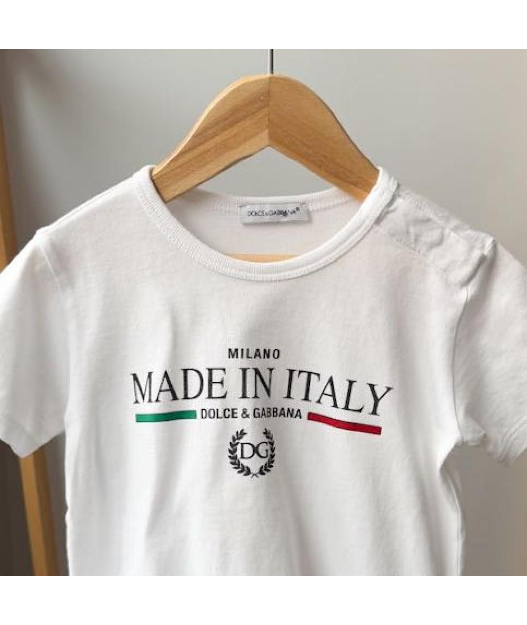 DOLCE & GABBANA KIDS Белая хлопковая детская футболка, фото 3