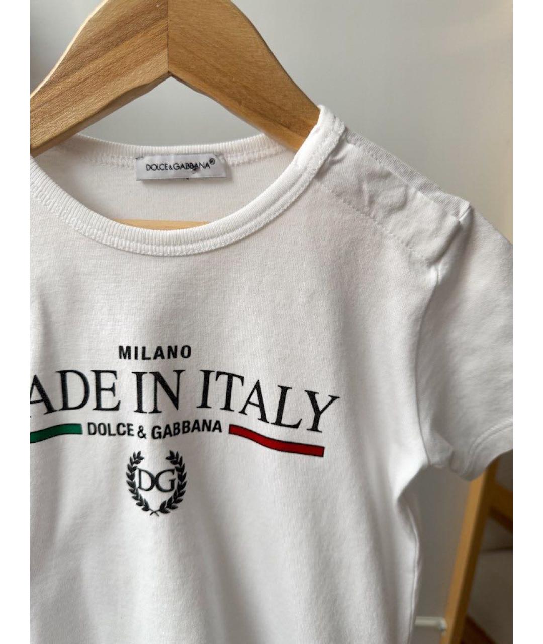 DOLCE & GABBANA KIDS Белая хлопковая детская футболка, фото 4