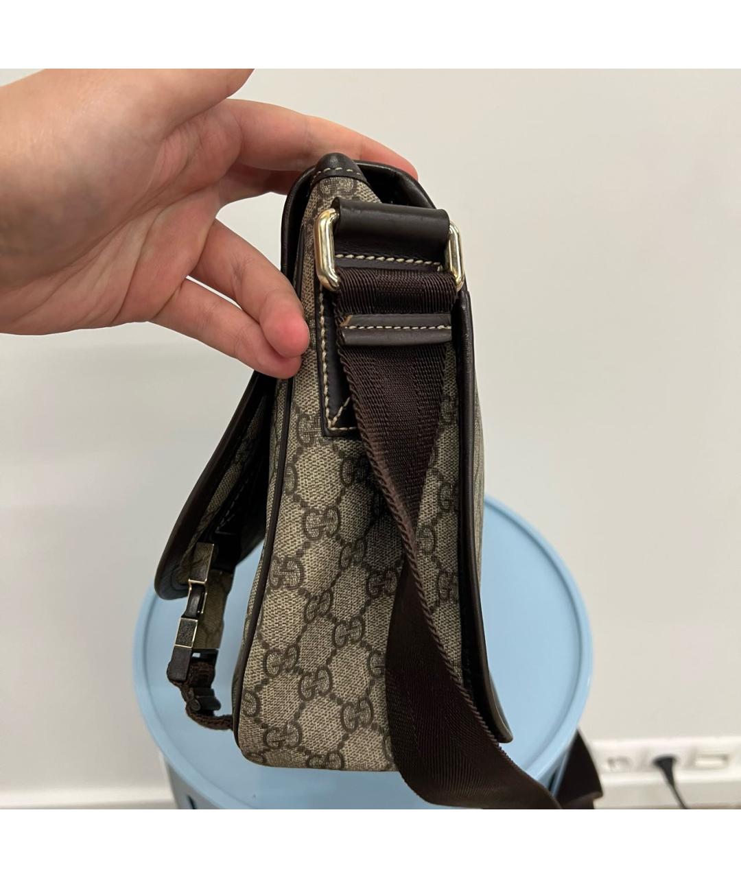 GUCCI Коричневая тканевая сумка на плечо, фото 2